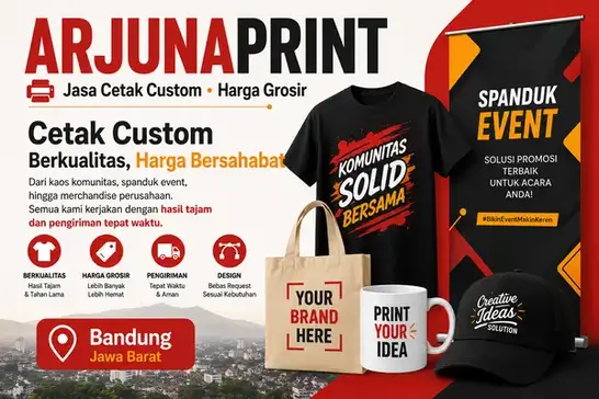 Mockup aneka produk cetakan Arjuna Print